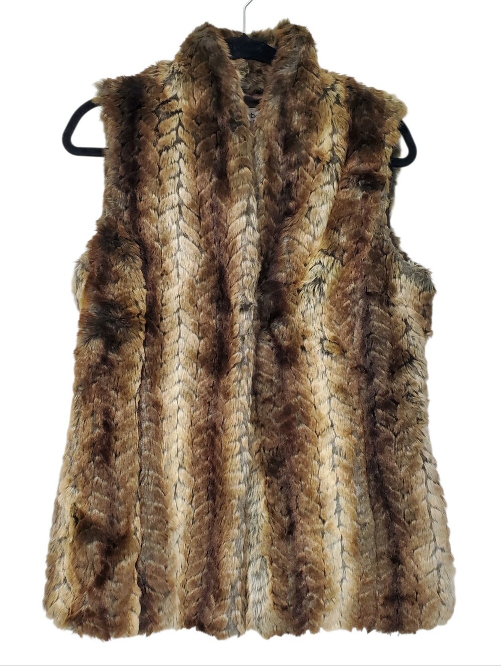 Festival Hippie Boho Steam Punk Liz Caiborne Faux Fur Vest Petite Medium